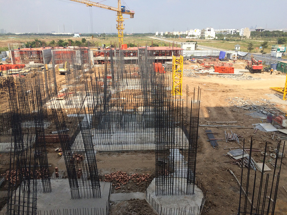 Tiến độ xây dựng tháng 2 - 2016 - Block C sắp lên sàn trệt